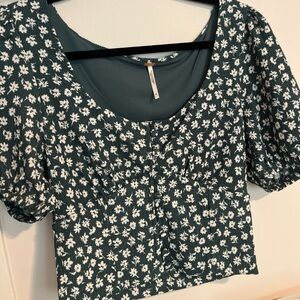 Free People Green floral Top